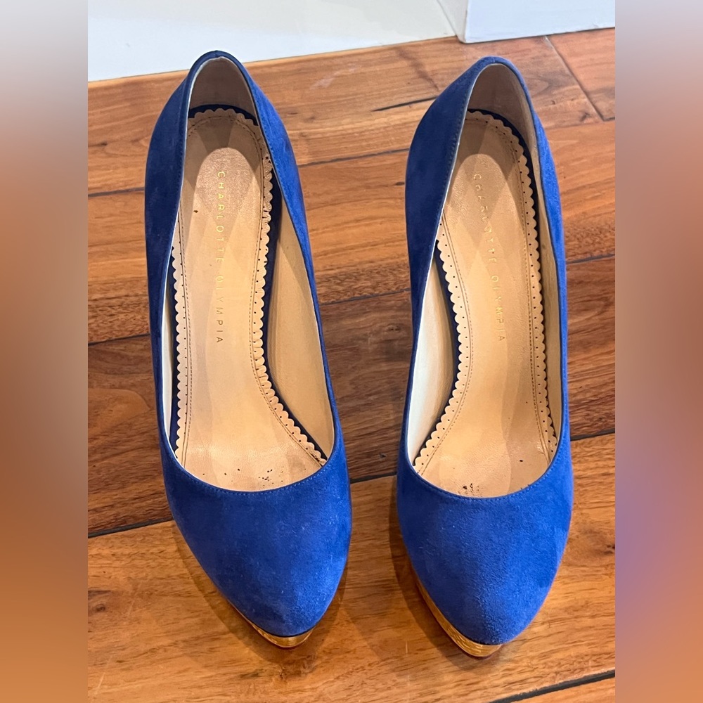 Beautiful Blue Suede Platform Pumps by Charlotte Olympia!! Worn twice